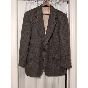 Vintage Savile Row Men's Wool Herringbone Tweed Blazer Size 40 Short Old Money